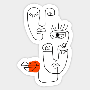 One line art of faces Sticker